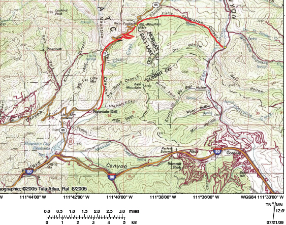 Topographic Map of Mormon Trail